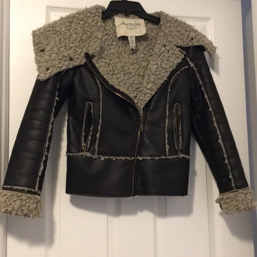 American rag extra small fold leather jacket